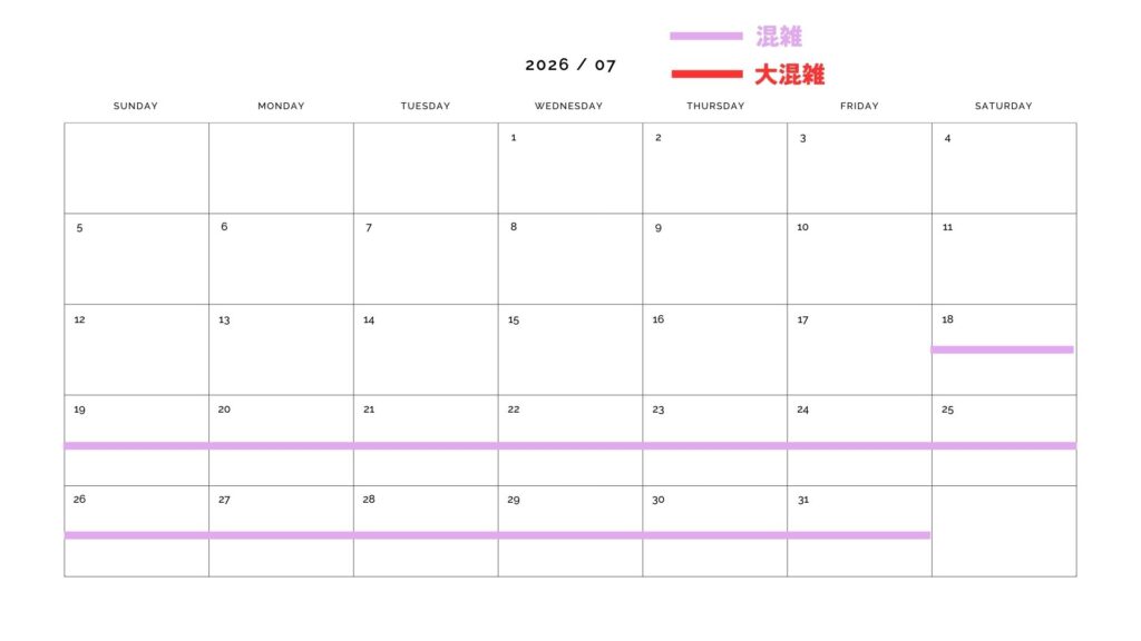 USJ夏の混雑カレンダー