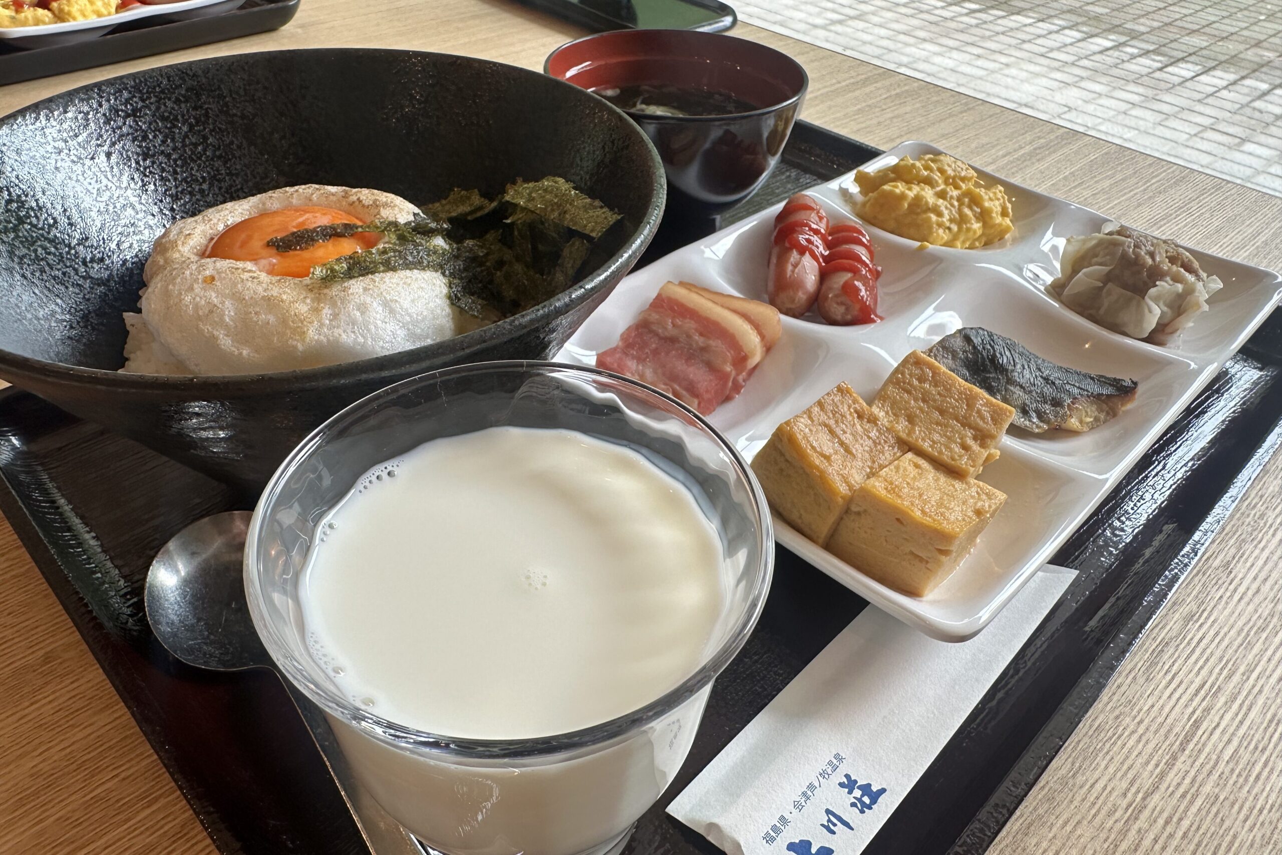 大川荘の朝食ビュッフェ。