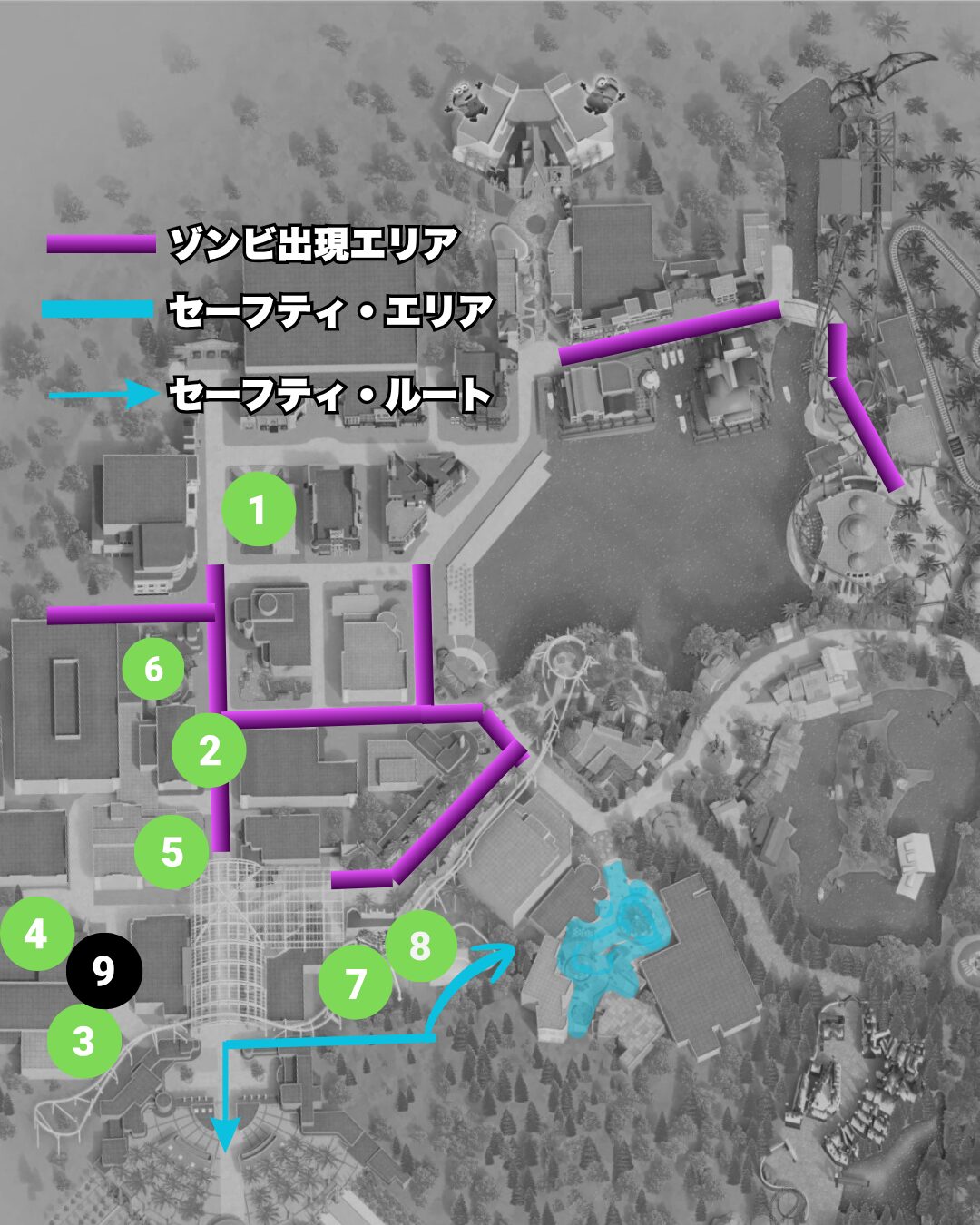 USJハロウィーンイベントマップ