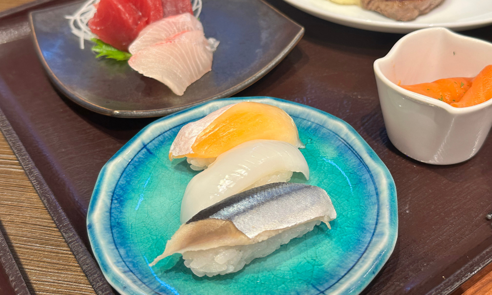 飯坂ホテルジュラクの夕食ビュッフェのお寿司