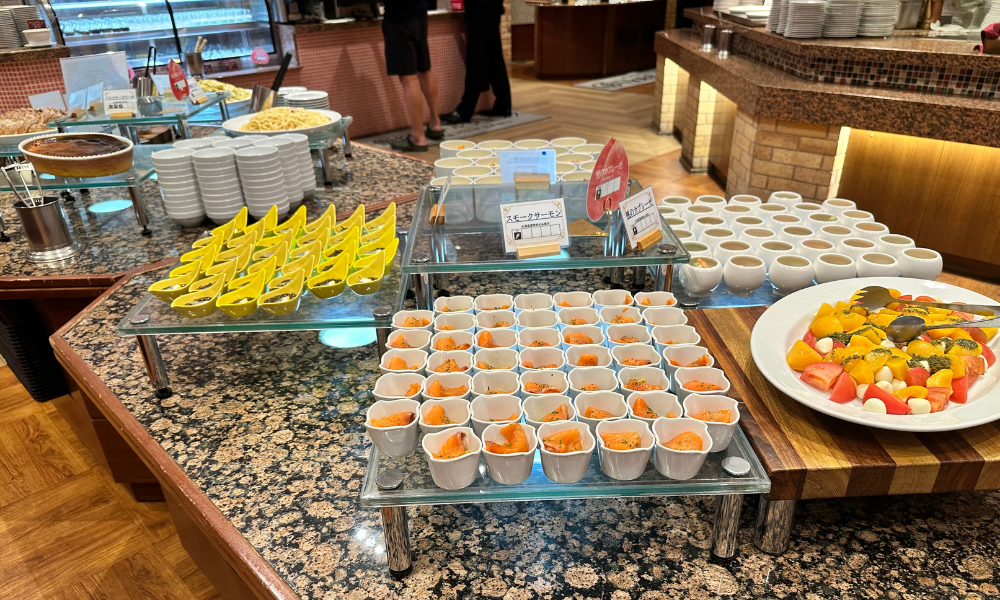 飯坂ホテルジュラクの夕食ビュッフェ料理