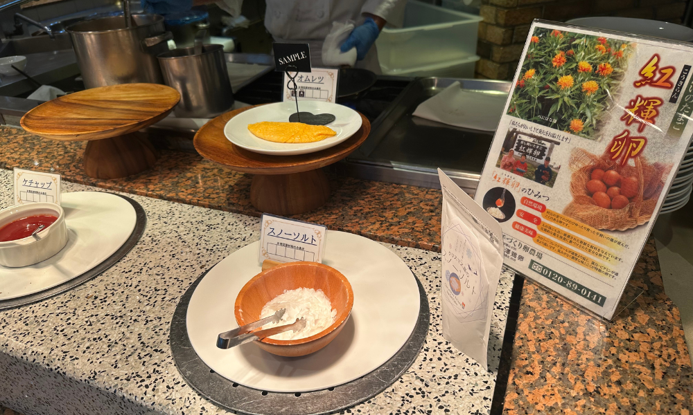 飯坂ホテルジュラクの朝食ビュッフェ