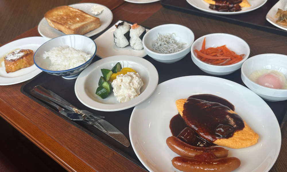 飯坂ホテルジュラクの朝食バイキング料理